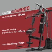 Stazione Fitness con Seduta e Schienale Imbottiti, in Acciaio e PU, 135x103x210 cm, Nero