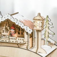 Calendario dell'Avvento in Legno a Forma di Slitta con 24 Cassetti da Riempire, Decorazioni e Luci a LED, 45x10x31cm