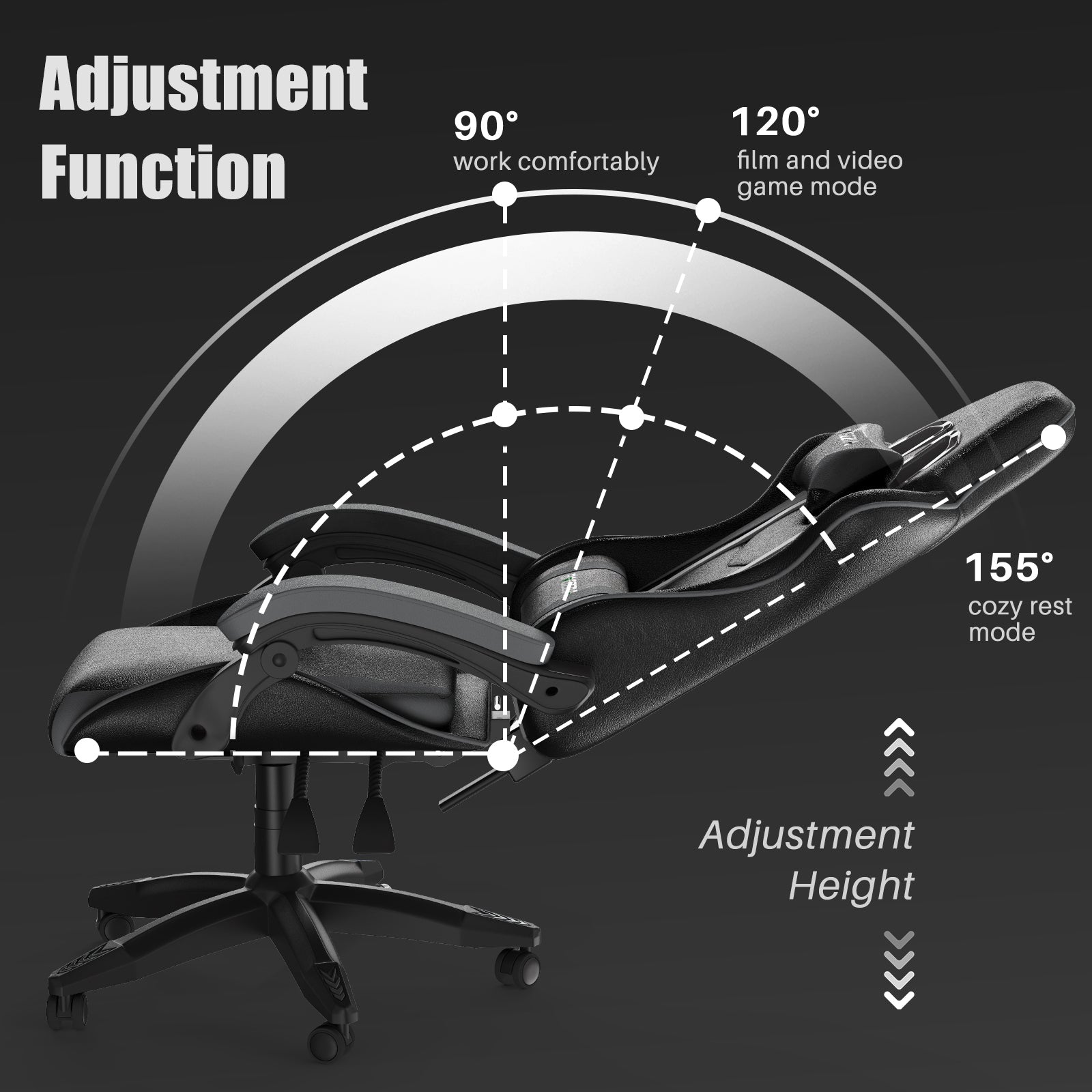 Sedia gaming ergonomica - RATTANTREE - con Supporto Lombare Sedia da Gioco in Pelle Pu con Altezza Regolabile - Nero Grigio