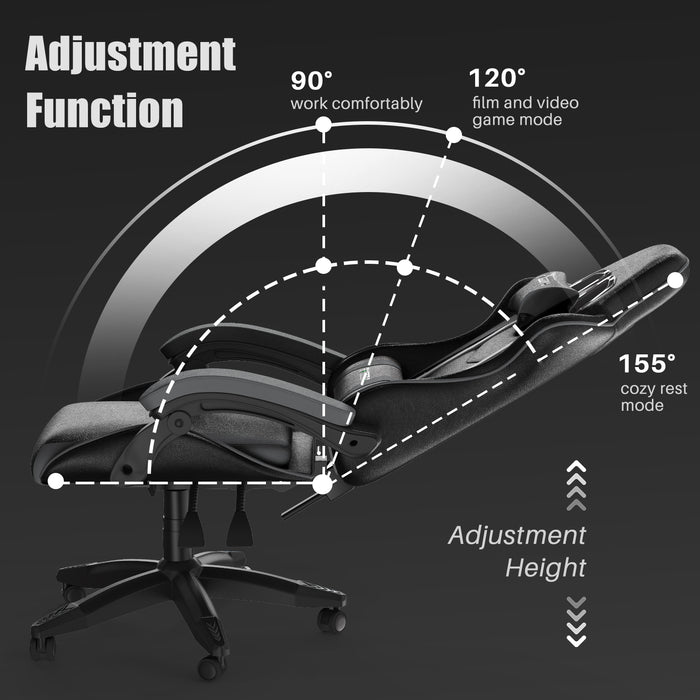 Sedia gaming ergonomica - RATTANTREE - con Supporto Lombare Sedia da Gioco in Pelle Pu con Altezza Regolabile - Nero Grigio