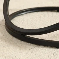 Tavolino Rotondo Stile Industriale in Metallo Nero e Piano in Legno, Ø 60 x 46 H cm