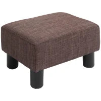 Pouf Poggiapiedi in Tessuto Effetto Lino Imbottito, 40x30x24cm, Marrone Scuro