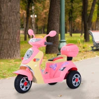 Moto Elettrica per Bambini Batteria 6V, Velocità 3km/h, Motorino Elettrica per Bambini 3-5 Anni con Luci e Musica, 108x51x75 cm, Rosa
