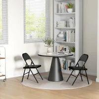 Set di 2 Sedie Pieghevoli Portabili con Telaio in Acciaio, Rivestimento Sintentico, 45L x 46P x 78H cm, Nero