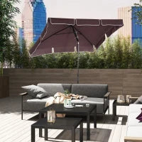 Ombrellone da Giardino Rettangolare e Regolabile con Palo in Alluminio, 2x1.3x2.5 m, Marrone e Nero