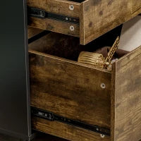 Cassettiera con 3 Cassetti in Truciolato dallo Stile rustico, 60x45x75cm, Marrone e nero