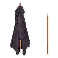 Ombrellone da Giardino Inclinabile 2x1.5 m con 6 Stecche e Palo in Legno di Abete, Grigio Scuro