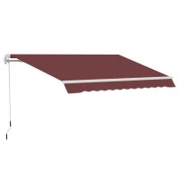 Tenda Parasole Retrattile con Angolazione Regolabile in Alluminio e Poliestere Impermeabilizzato 3.5 x 2.5 m, Rosso