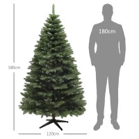 Albero di Natale in Plastica con 1050 Rami e Base Pieghevole in Acciaio, Ø120x180 cm, Verde