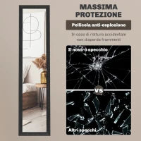 Specchio da Parete e da Appoggio con Cornice in MDF per Ingresso, Soggiorno e Camera, Nero