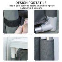 Mobile Cucina da Campeggio con 2 Mensole e Sacca di Trasporto, in Alluminio e Tessuto Oxford 60x49x70cm Grigio