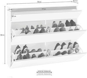 Scarpiera 3 ante L 120 x H 108 x P 26.5 cm 24 paia, colore bianco