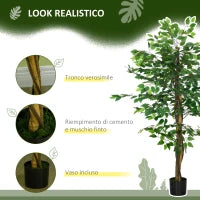 Pianta Artificiale di Ficus Alta 150cm per Interno ed Esterno con Vaso Incluso