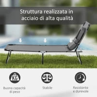 Sdraio Pieghevole con Foro per Lettura e Cuscino, Reclinabile su 4 Livelli, in Tessuto Oxford e Struttura in Acciaio, Verde