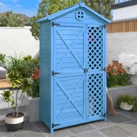 Capanno da giardino in legno resistente alle intemperie, con ampio spazio portaoggetti, 101.5x56.5x175.3 cm, Blu