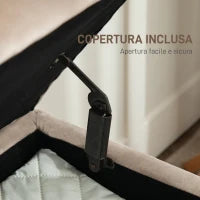 Panca Fondoletto Imbottita da 30.5L con Gambe Affusolate, in Tessuto Effetto Velluto, 102x35x43 cm, Beige