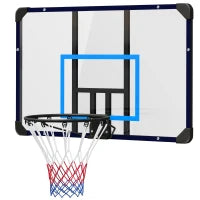 Canestro Basket da Muro con Tabellone Infrangibile e Cerchio in Acciaio, 113x61x73 cm