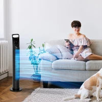 Ventilatore a Colonna con Telecomando fino a 5m, Oscillante 70° con 3 Modalità e 3 Velocità, Timer 7.5h, 40W Nero, Ф18x78.5cm