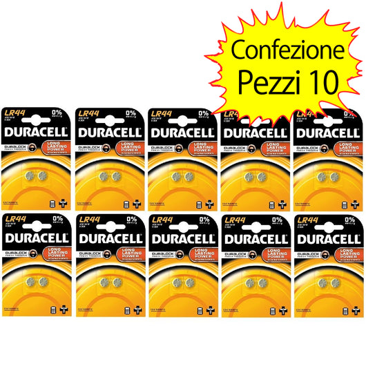 Duracell 10dulr44-2 batterie a bottone ag13 v13ga 10 confezioni da 2 batterie