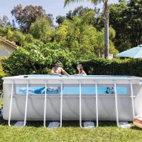 26770NP - Piscina Prisma Frame Rettangolare Clearview Cm 400X200X122 Con Pompa Filtro, Telo Base, Telo Copertura, Scaletta