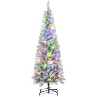 Albero di Natale Innevato con 180 Luci LED a 11 Effetti e 479 Rami, Ø65x180 cm, Verde e Bianco