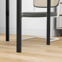 Tavolo da pranzo per 4 persone, con piano in vetro temperato e piedi in acciaio, 75x75x75 cm, nero