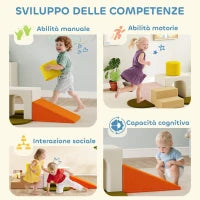 Set 8 Costruzioni Morbide per Bambini 0-3 Anni da Interni, in Velluto e Schiuma PU Arancione