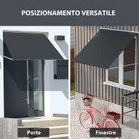 Tenda da Sole a Bracci con Apertura Manuale, Inclinazione e Protezione UV30+, 150x120 cm, Grigio