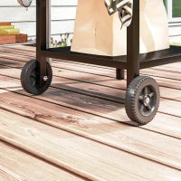 Carrello per Barbecue con Piano in Acciaio e Ripiano Richiudibile, Ruote e Ganci, 91x58x76 cm, Nero