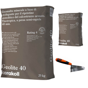 Geomalta minerale tixotropica 2 sacchi da 25 kg cazzuola punta tonda 16 cm