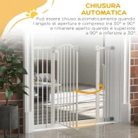 Cancelletto per Cani Estensibile con 4 Viti Regolabili, in Metallo e Plastica, 74-100x78 cm, Bianco