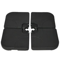 Base per Ombrellone Set 4 Pezzi in HDPE Riempibile con Acqua o Sabbia, 104x104x7.5 cm, Nera