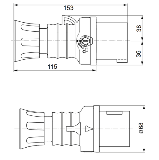 Spina mobile diritta industriale rossa 3p+n+t 16a trifase 380v ip44 gw60009h