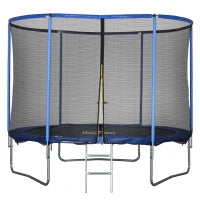 Trampolino Elastico da Esterno, Tappeto Elastico per Bambini e Adulti da Giardino con Rete di Sicurezza e Bordo Imbottito, Giochi da Giardino e Casa, Ø305x248cm, Blu e Nero