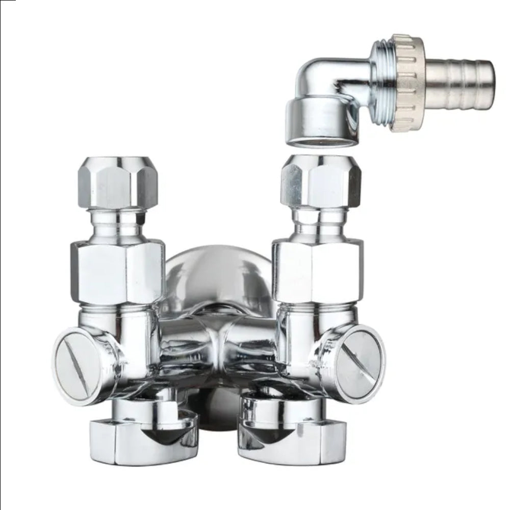 Rubinetto sottolavabo doppio 1/2 x 10 cromato