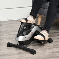 Mini Cyclette Portatile per l'Allenamento di Gambe per Braccia con Cinghia di Fissaggio e Tappetino Antiscivolo, Nero e Grigio
