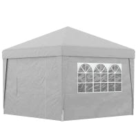 Gazebo 3x3 m Pieghevole ad Altezza Regolabile con Finestrelle, in Acciaio e Tessuto Oxford Grigio Chiaro