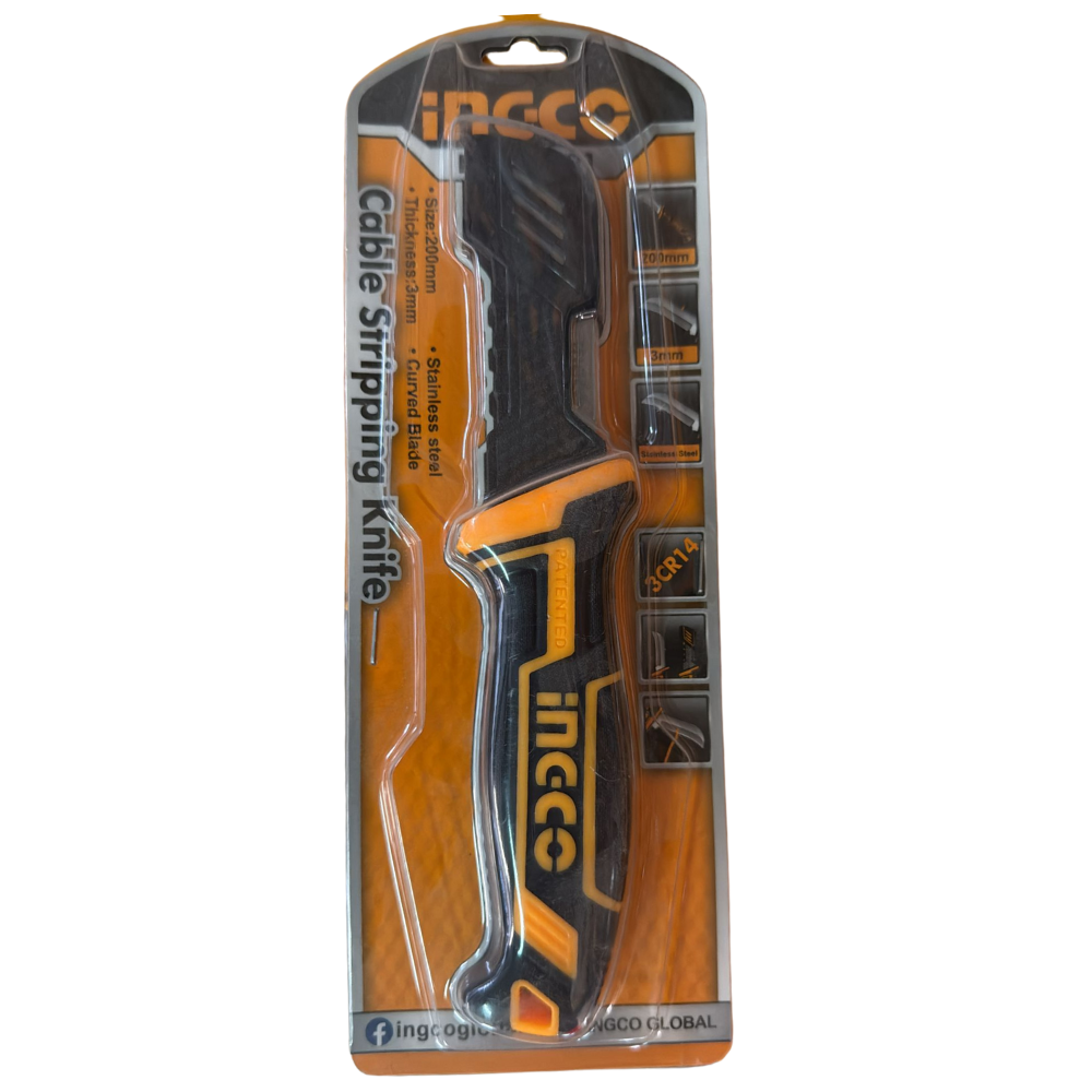 Coltello spellafili 200mm acciaio inossidabile lama curva lavori elettrici ingco