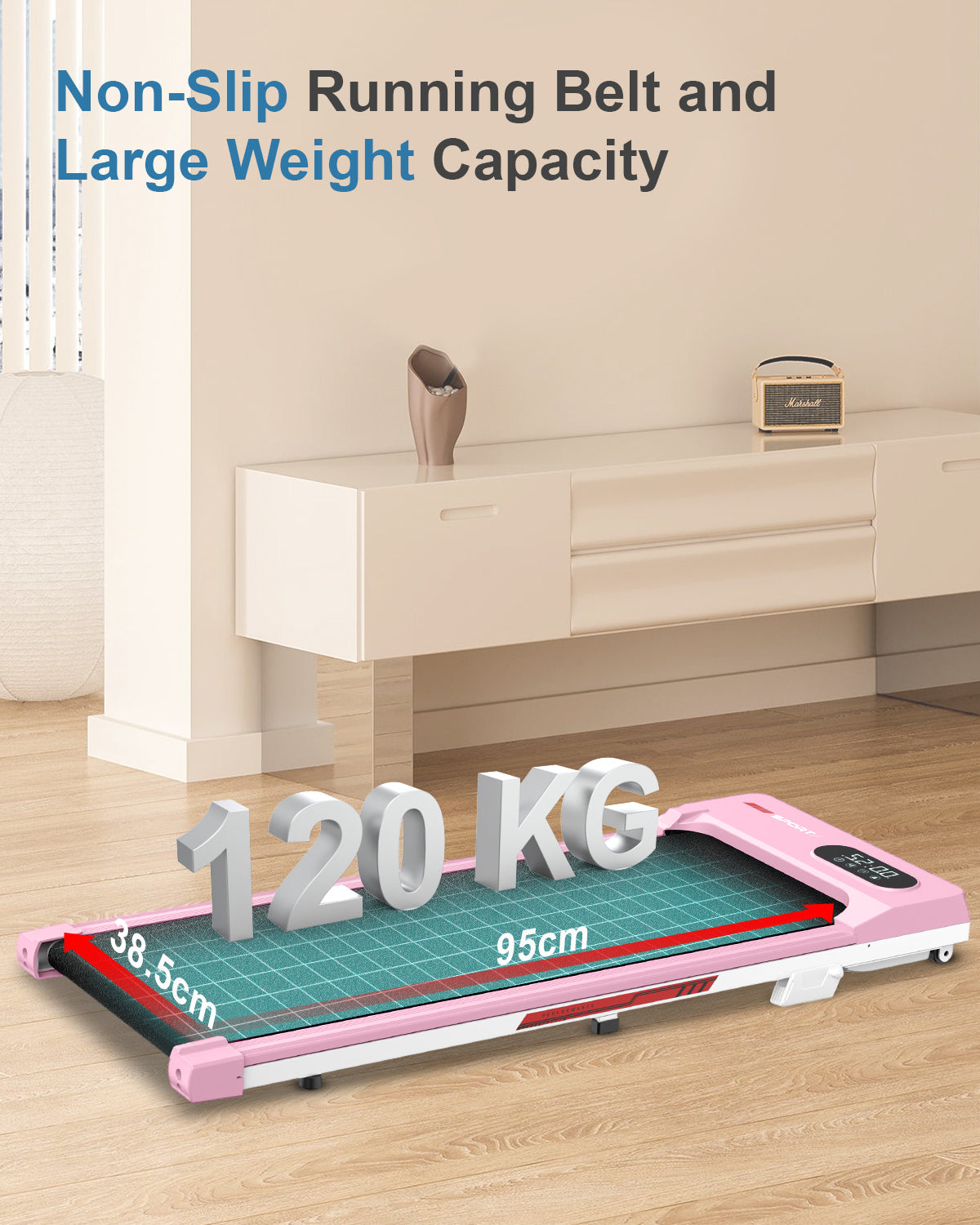 Tapis Roulant Elettrico con Inclinazione - RATTANTREE - 1-8 km/h Tapis Roulant Salvaspazio con Pendenza - 2 in 1 Walking Pad e Telecomando - Display a LED - Rosa