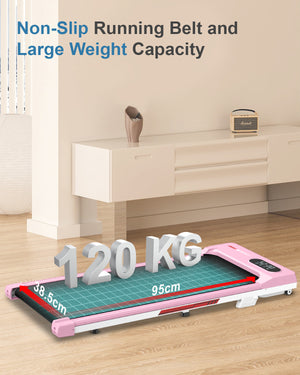 Tapis Roulant Elettrico con Inclinazione - RATTANTREE - 1-8 km/h Tapis Roulant Salvaspazio con Pendenza - 2 in 1 Walking Pad e Telecomando - Display a LED - Rosa