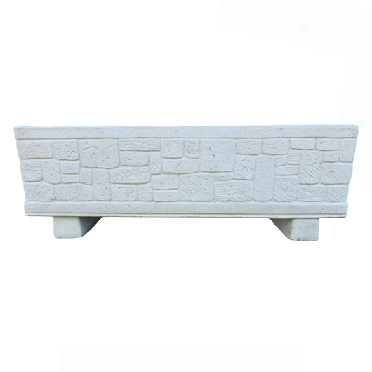 Fioriera giardino cemento effetto pietra l.101xp.30xh.34 cm serie valle d'itria