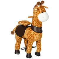 Cavallo a Dondolo con Ruote a Forma di Giraffa per Bambini da 3-6 Anni, 70x32x87cm, Giallo