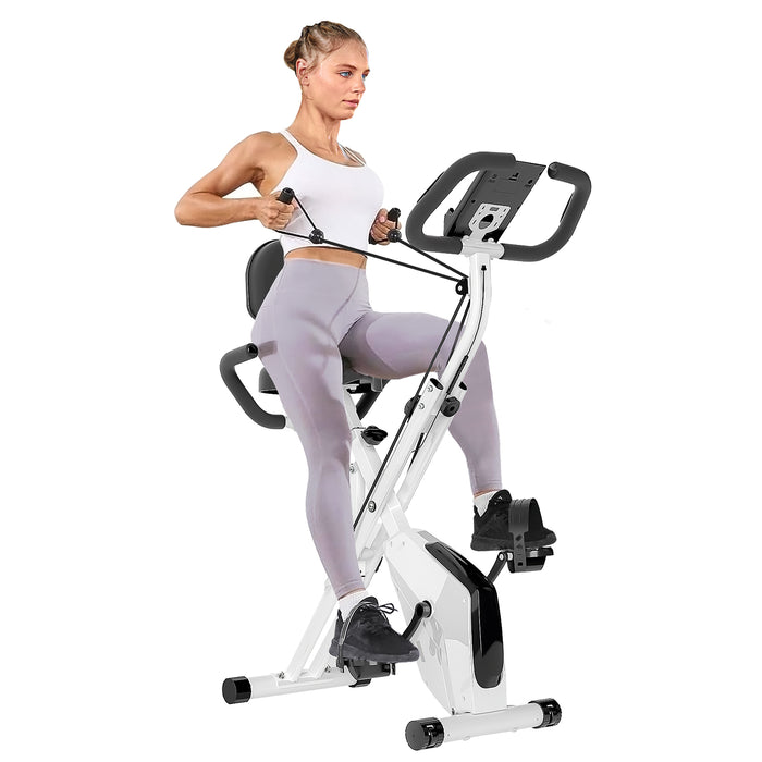 Cyclette Magnetica Pieghevole - RATTANTREE - con Display LCD e Sensore di Frequenza Cardiaca Cyclette - Bianco