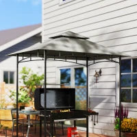 Copertura per Gazebo da Giardino per Barbecue 1.52x2.44 m a 2 Livelli in Poliestere Grigio Chiaro