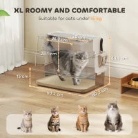 Lettiera per Gatti in Acciaio Inox XL con Coperchio Ribaltabile Laterale Alto Pala Facile da Pulire Antifughe Grigio Chiaro