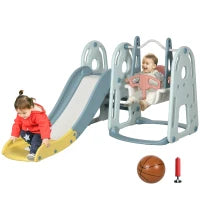 Set da Gioco 5 Anni max con Altalena per Bambini, Scivolo per Bambini, Canestro Basket e Scaletta, in HDPE e PP