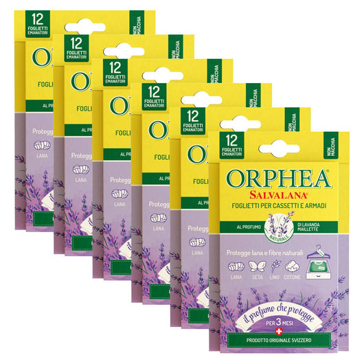 Salvalana Foglietti Cassetti e Armadi, Agisce per 12 Settimane, 6 x 12 Foglietti, Lavanda Maillette, Orphea