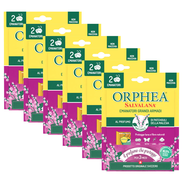 Salvalana, Emanatori Grandi Armadi, Agisce per 3 Mesi, 6 x 2 Diffusori, Patchouli della Malesia, Orphea