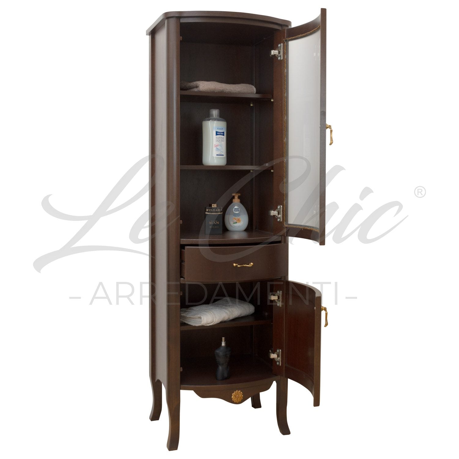 Colonna London classica color noce in legno massiccio