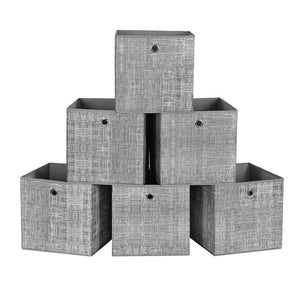 Set di 6 cestini portaoggetti in tessuto non tessuto per giocattoli grigio melange 12_0003245